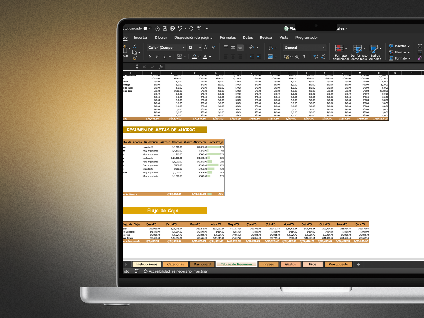 Plantilla de Excel de finanzas personales- Brown